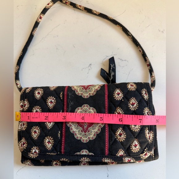 Vera Bradley wallet‎ ~black paisley vintage pattern~ with crossbody strap - Picture 4 of 7